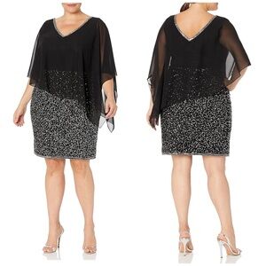 J Kara Caplet Short Cocktail Beaded Sequins Dress
